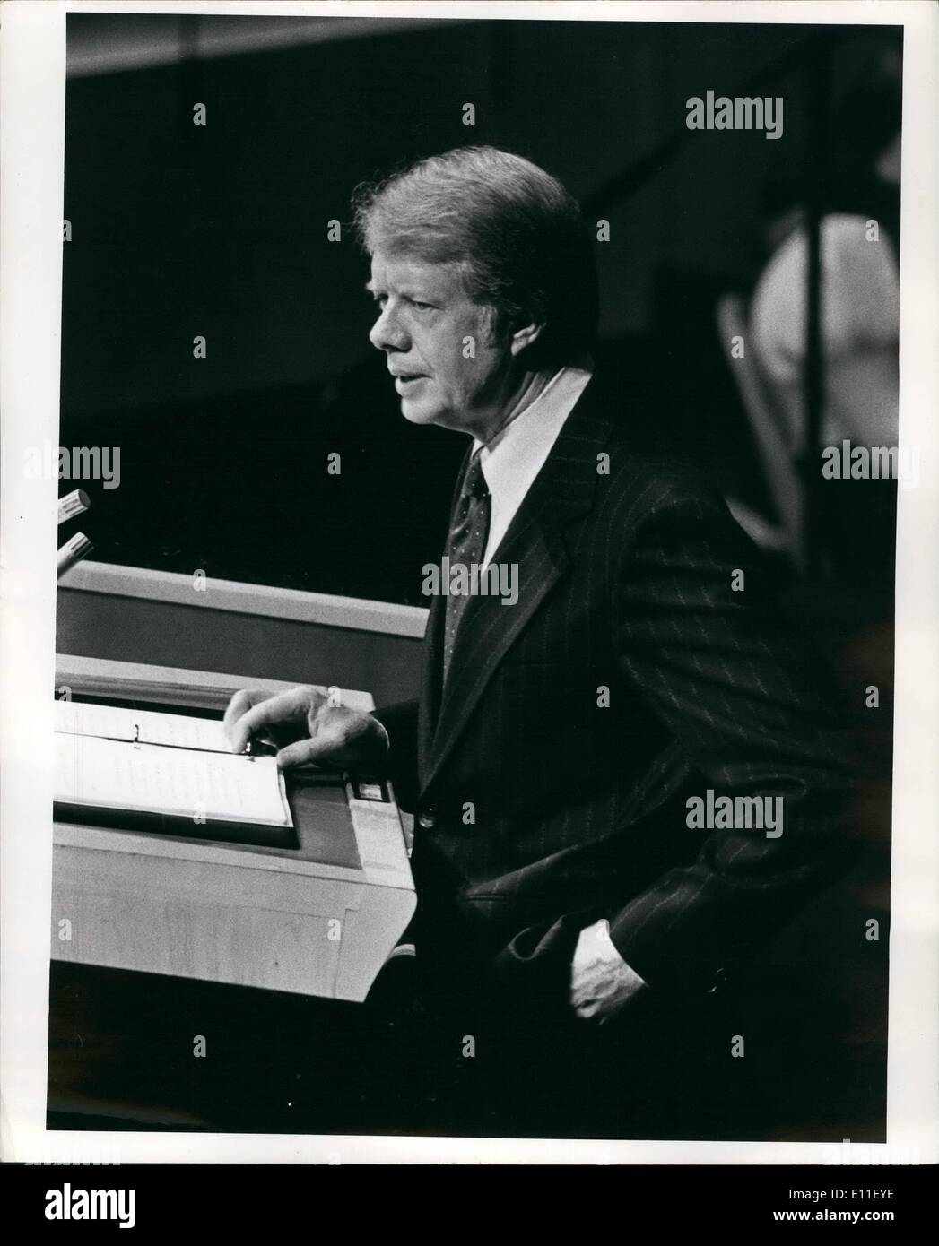 10 octobre 1977 - Le Président Jimmy Carter à l'ONU. Banque D'Images