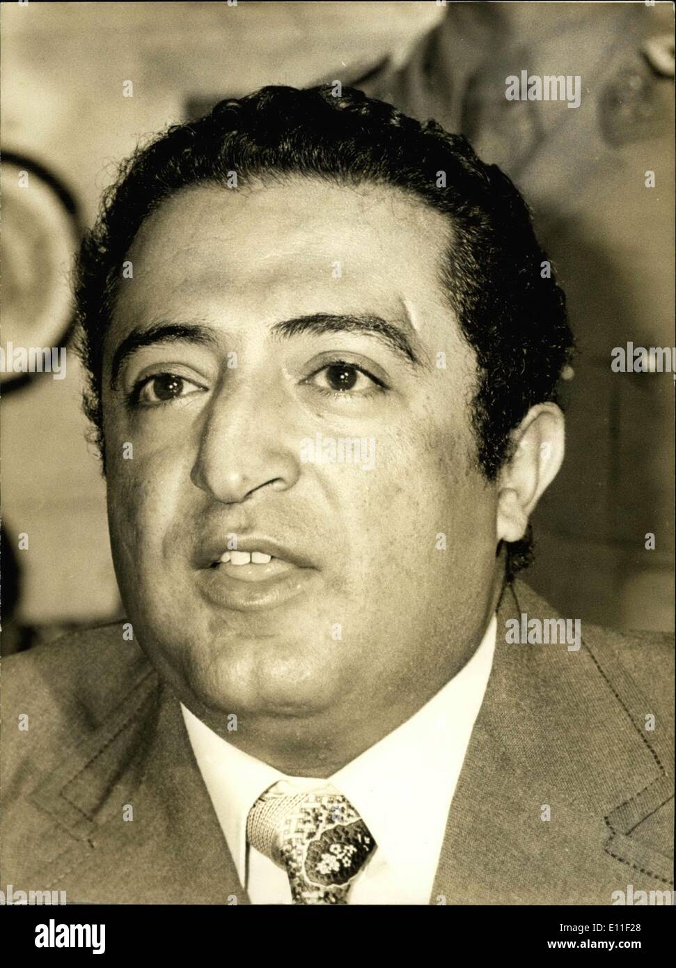 Juillet 06, 1977 - Hamdi est le commandant en chef des Forces armées au Yémen. Il a tenu une conférence de presse au cours de sa visite officielle à Paris. Banque D'Images