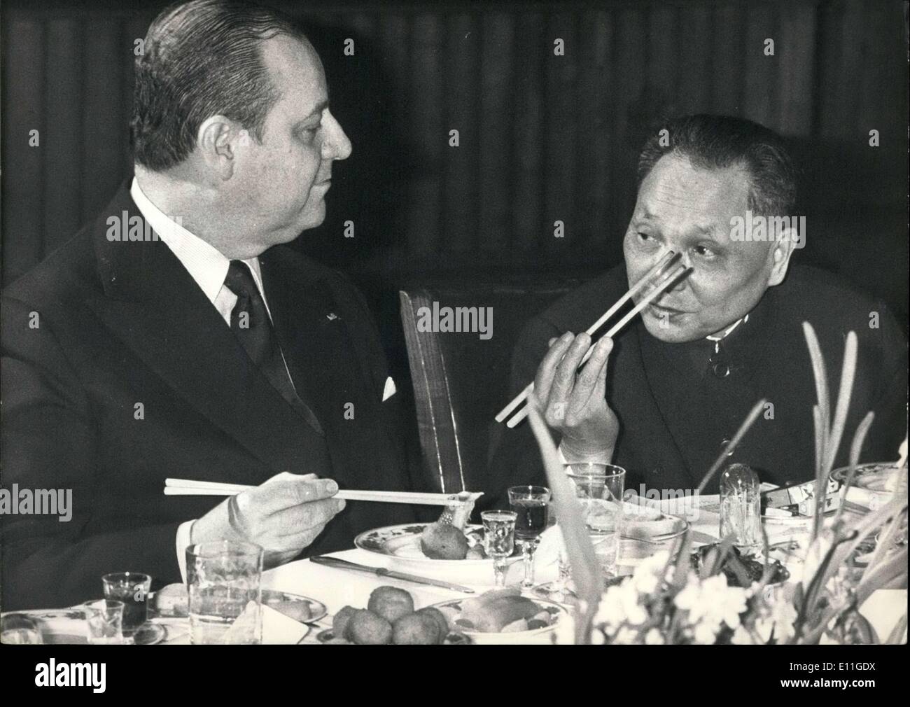 Le 28 janvier 1978 - Raymond Barre et Deng Xiaoping en Chine Banque D'Images