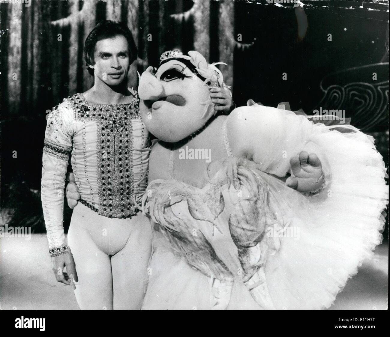 01 janvier 1978 - Rudolf Nureyev au Muppet Show: La plus grande star du ballet du monde, Rudolf Nureyev, était la vedette des Muppet ce week-end -Sam l'aigle américain a été extatique que le dernier spectacle a été de présenter une certaine culture et insiste sur le fait que les Muppets portent des voiles et des cravates, Mais Sam était en visite pour UN choc-Rudolf s'est rendu à Muppet zaniness et le résultat a été son pas de Beux avec UN cog de 500 pour 'vin Lake' une rencontre dans le sauna avec Mlle Piggy à ''Baby It's Cold Out There'' et enfin il s'est dit ''Top Hat -White-Tie'' Pour UNE chanson et la danse de Tap à UN célèbre nombre Banque D'Images