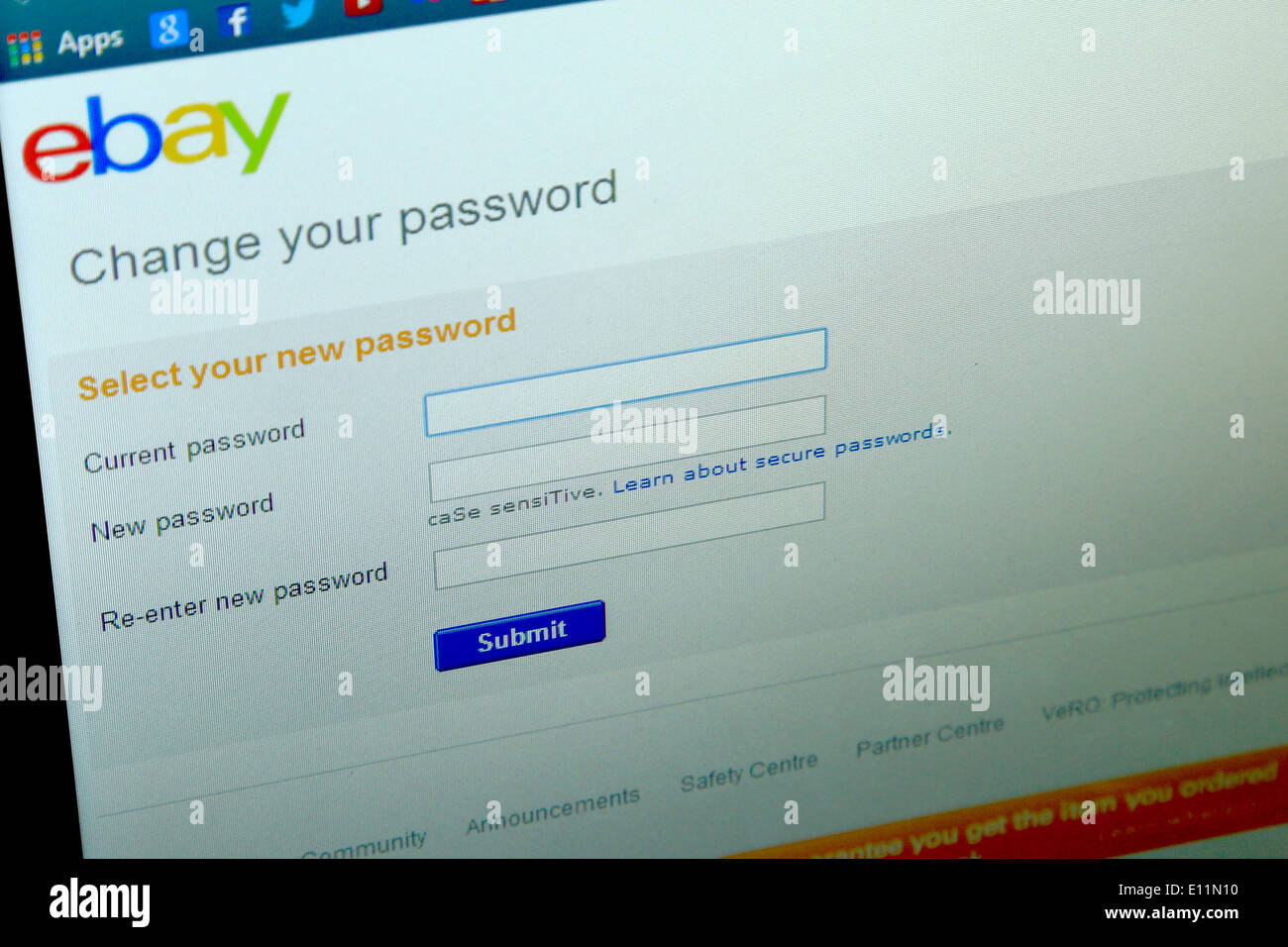 21 mai 2014, les alertes Ebay ses utilisateurs de changer leurs mots de passe après une violation de données. Paul Stewart/Alamy News Banque D'Images