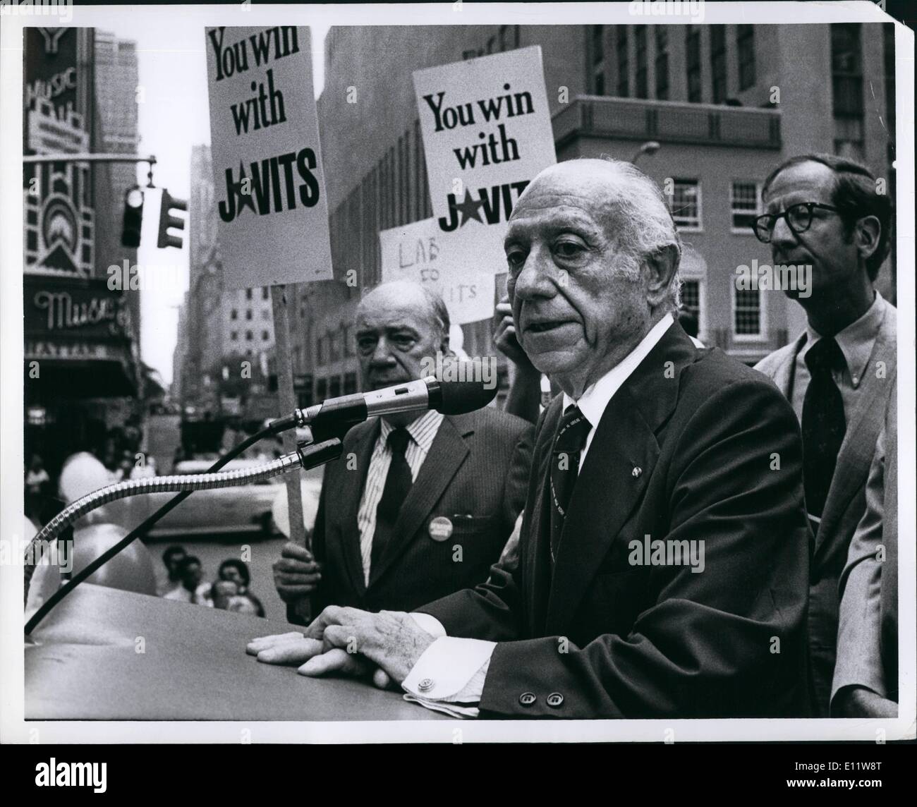 08 août, 1980 - Le sénateur républicain de New York, Jacob Javits a perdu ses parties offre pour ré-élection aujourd'hui . O.P.S : Le sénateur Javits pour faire campagne dans le primaire de l'État de New York le 5 septembre 1980. Banque D'Images