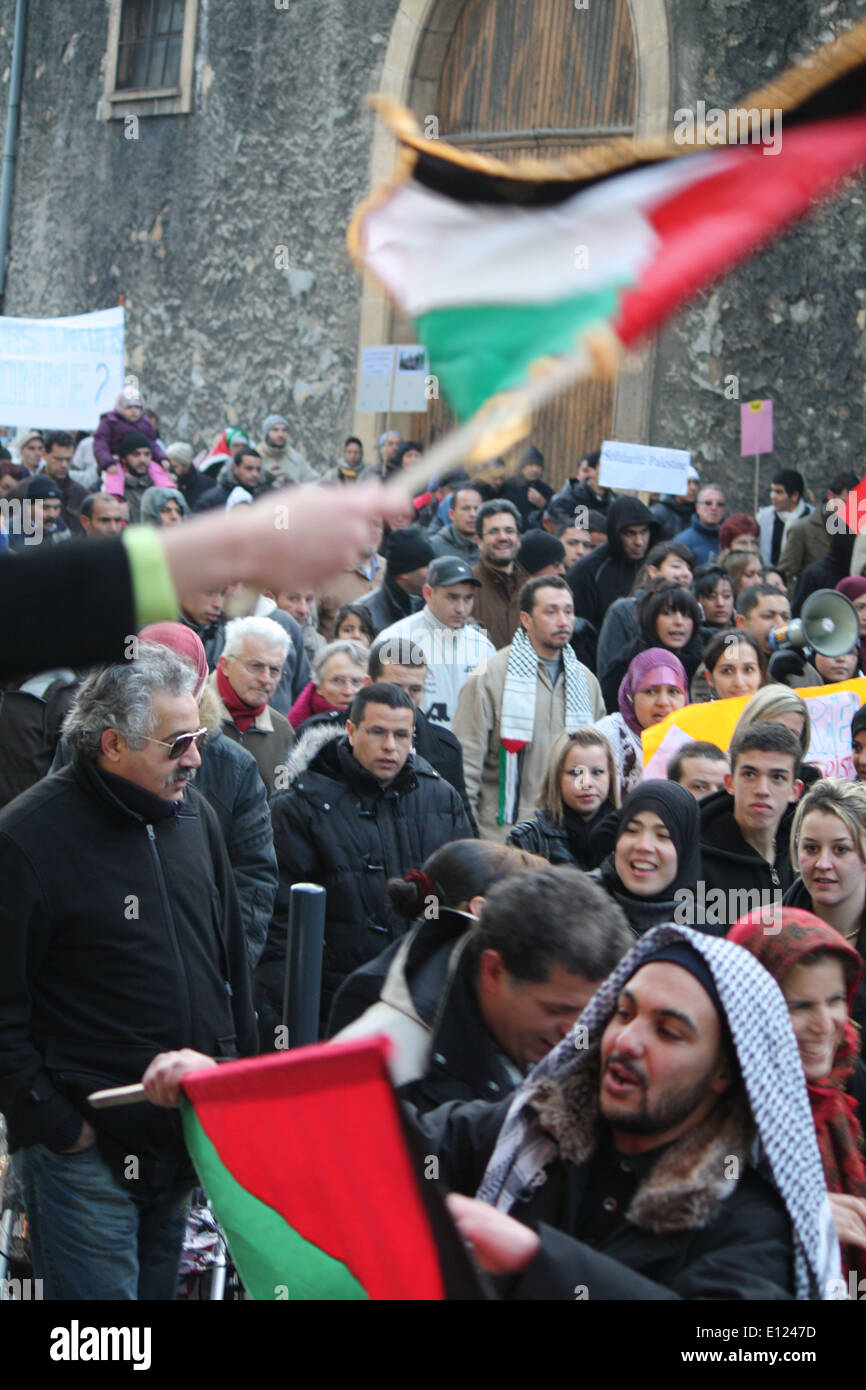 Protestation contre l'occupation israélienne en Palestine, Grenoble, Isère, Rhône-Alpes, France. Banque D'Images