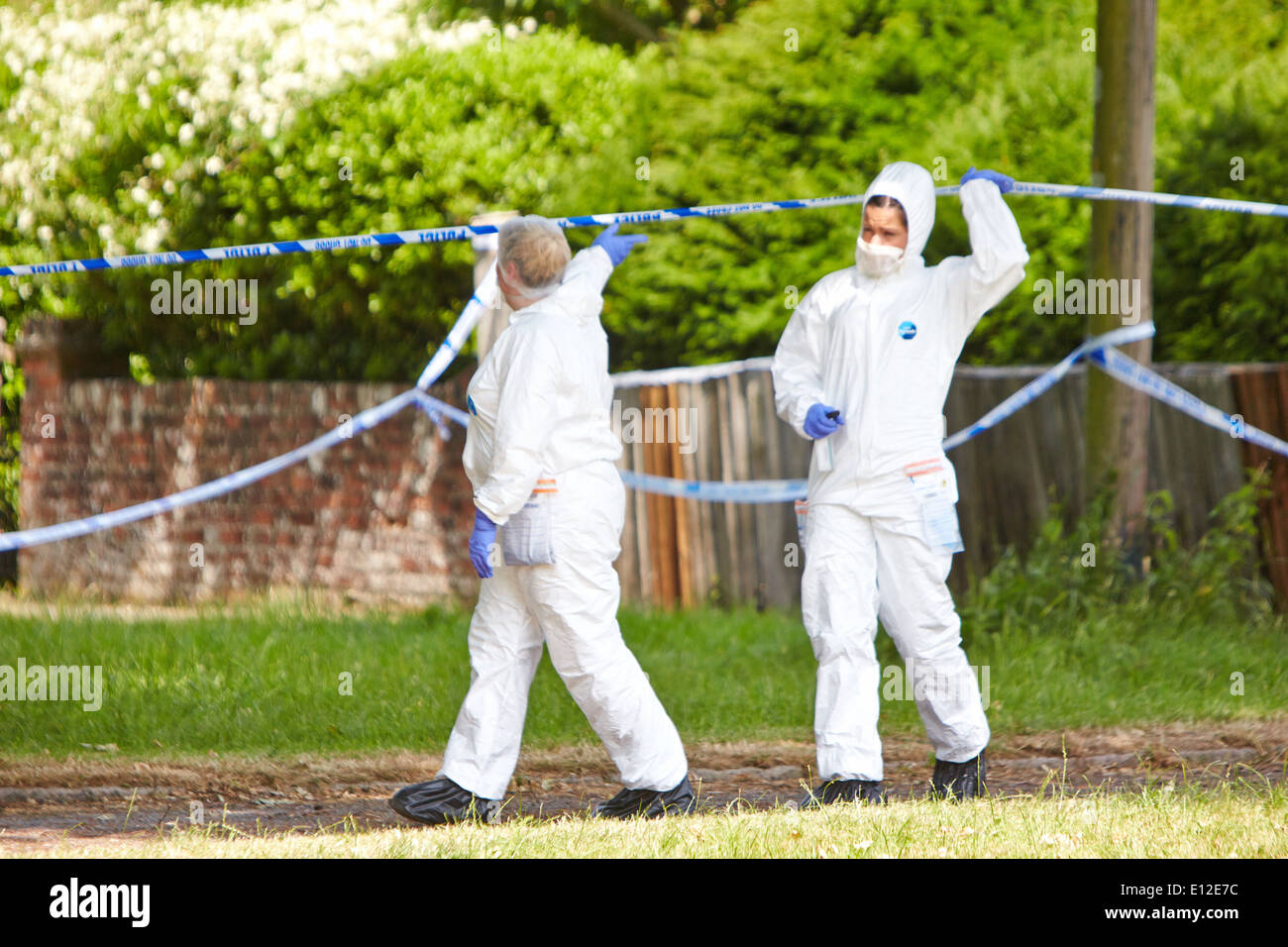 Vue générale de la scène de Nettleden Road, Little Gaddesden après l'assassinat de Graham Buck Banque D'Images