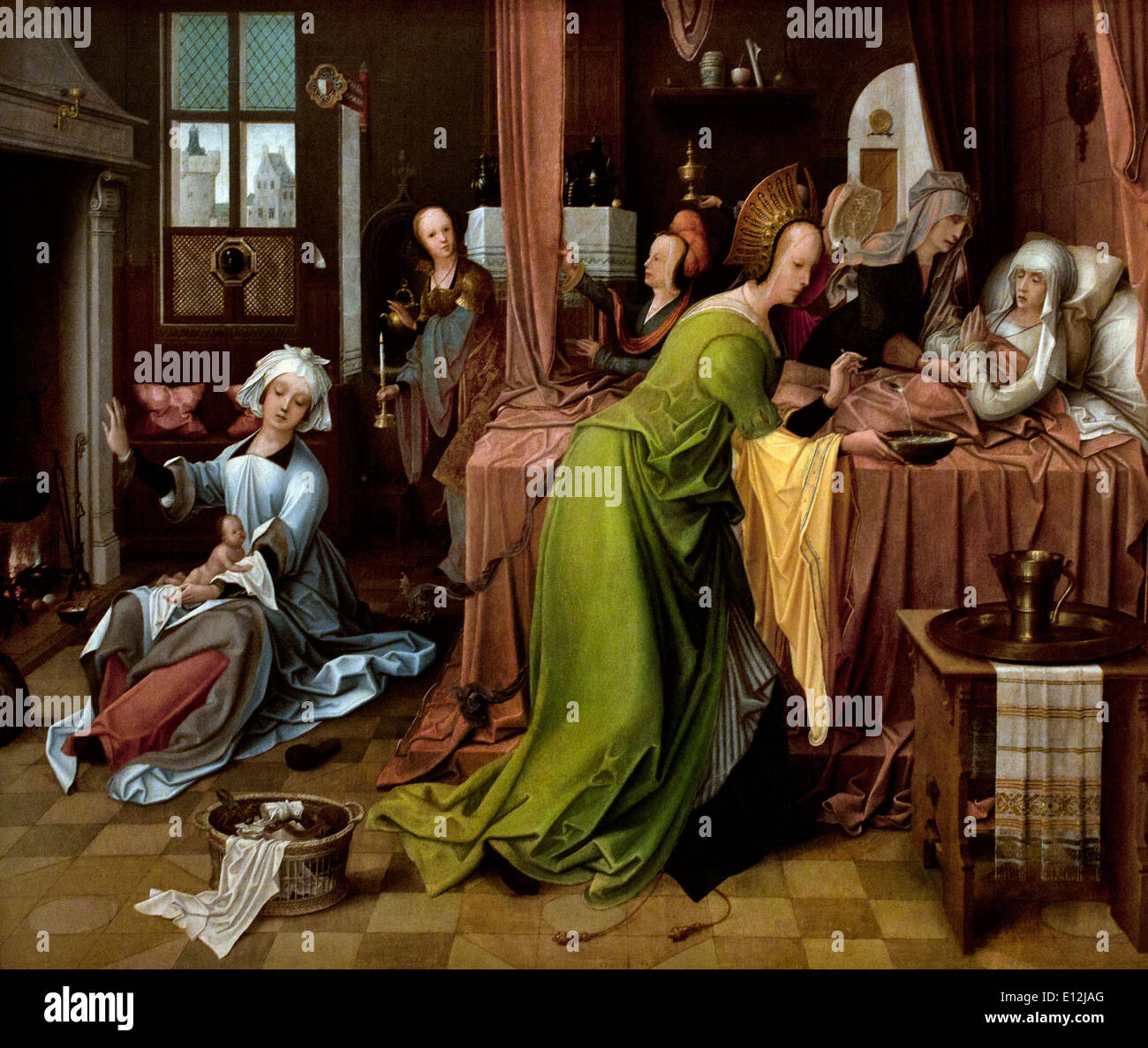 La naissance de la Vierge 1520 Jan de Beer-Anvers 1475 Belgique belge flamande-1528 Banque D'Images