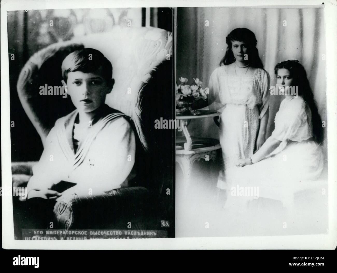24 février 2012 - que semer du tsar Nicolas II de Russie (Alexis, à gauche) et leurs filles Anastasia (à gauche) et Maria (à droite) Banque D'Images