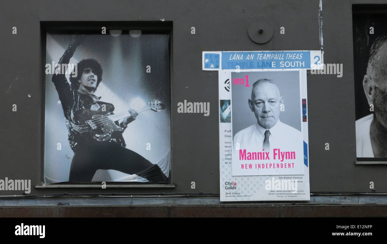 Mannix Flynn une affiche électorale sur une rue dans le centre-ville de Dublin au cours de l'accumulation à l'échelle locale les élections parlementaires Banque D'Images