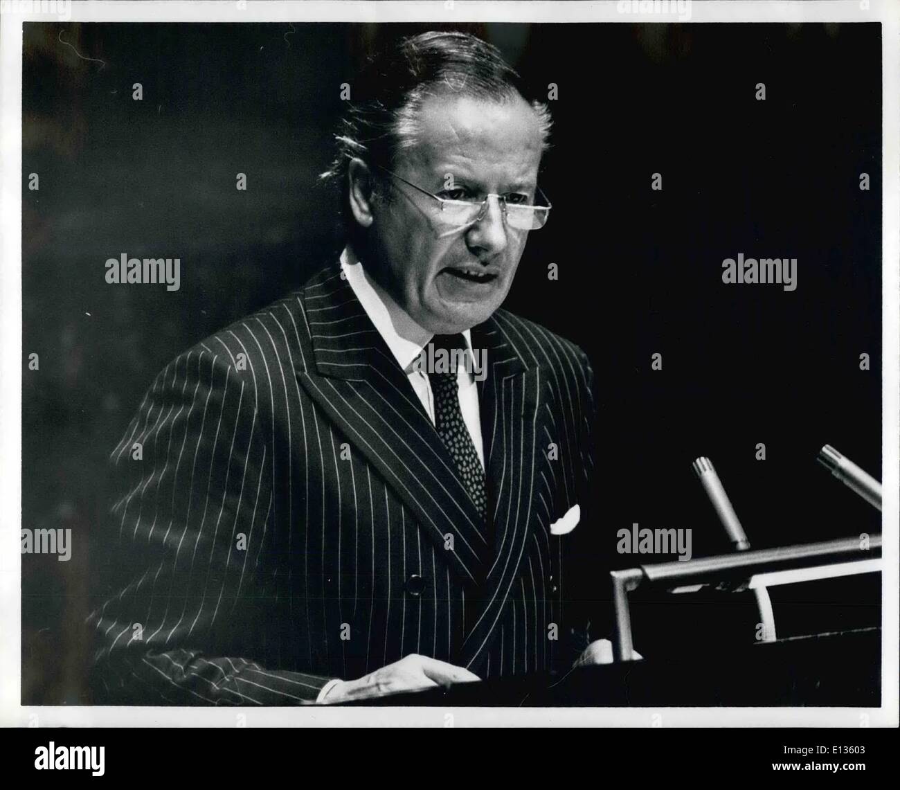 28 févr. 2012 - Gaston Thorn devant l'Assemblée générale des Nations Unies Banque D'Images