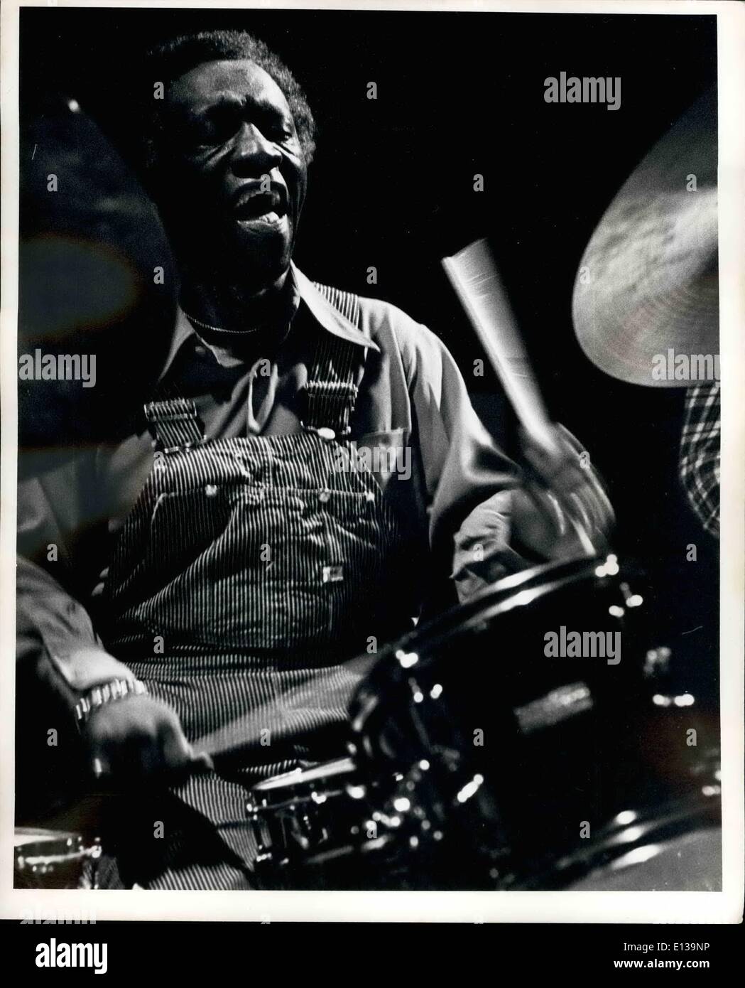 29 février 2012 - batteur jazz Art Blake à la Discothèque Village Gate, New York, 1978. Banque D'Images