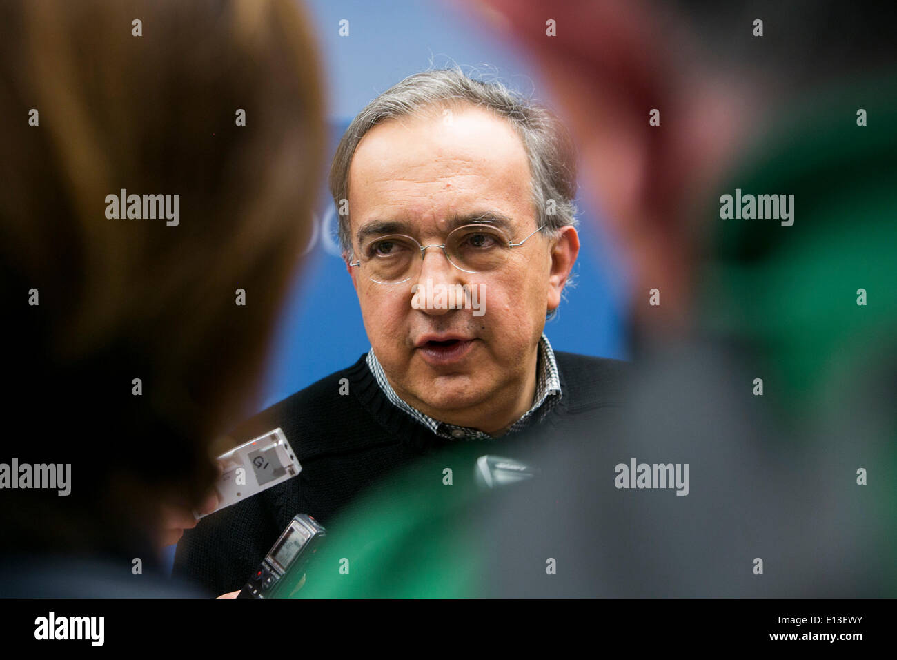 Washington DC, USA. 21 mai 2014. Sergio MARCHIONNE, PDG de FIAT s.p.a. et le groupe Chrysler, participe à une discussion sur l'industrie automobile à la Brookings Institution à Washington, D.C. le 21 mai 2014. Credit : Kristoffer Tripplaar/Alamy Live News Banque D'Images