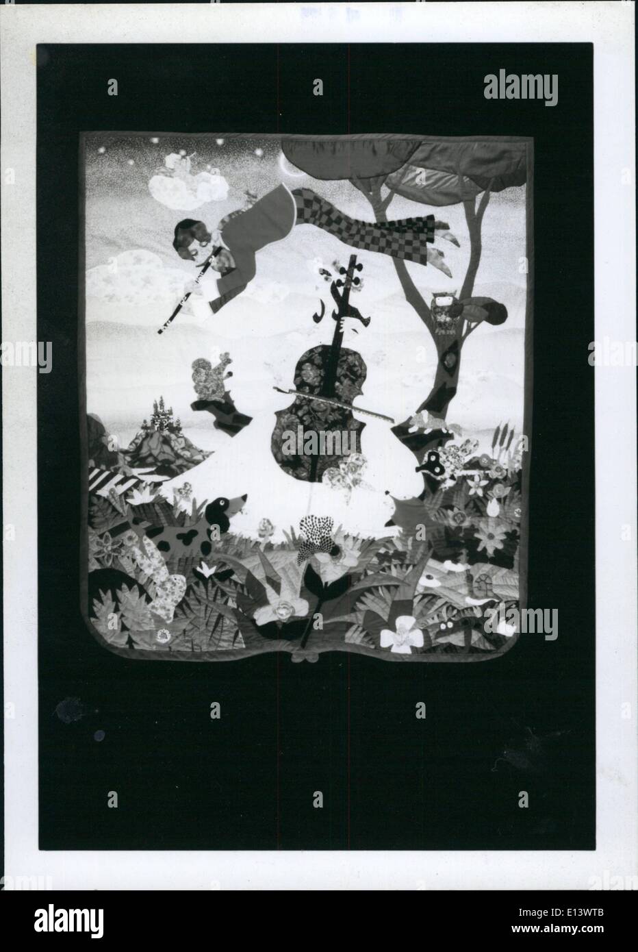 Mar. 27, 2012 - Un art quilt par Doreen Beck et Dink Siegel intitulé, ''fantaisie'' d'être présentés sur le premier jour de la FMANU et edition limitée d'art d'accompagner l'Organisation des Nations Unies pour l'émission de timbres de 5 février 1993 sur le thème, ''Le vieillissement : la dignité et la participation. Banque D'Images