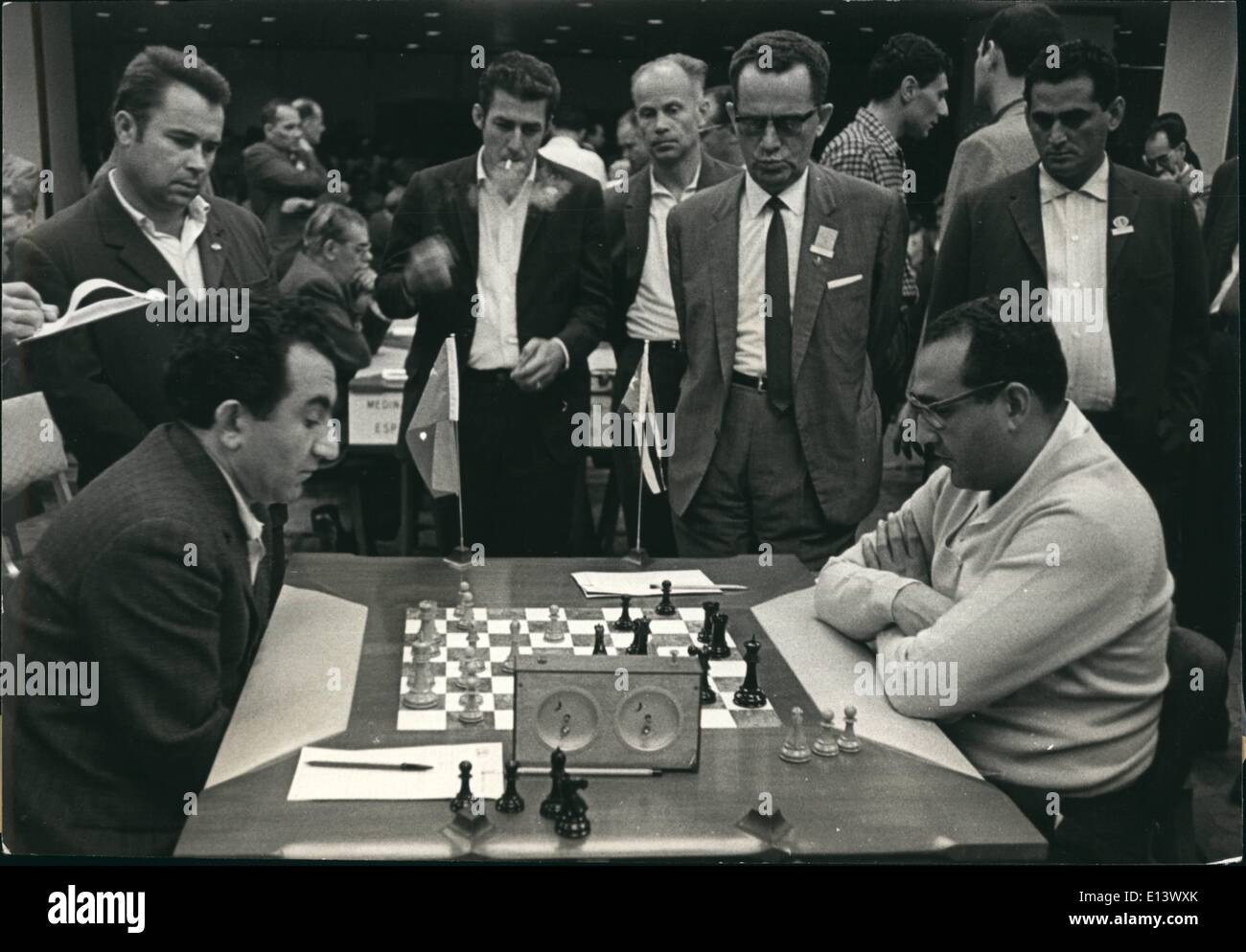 27 mars 2012 - XVII World Chess Jeux Olympiques - La Havane Cuba Novembre 1966 : un aspect du jeu entre Tigran Petrosi le monde. Banque D'Images