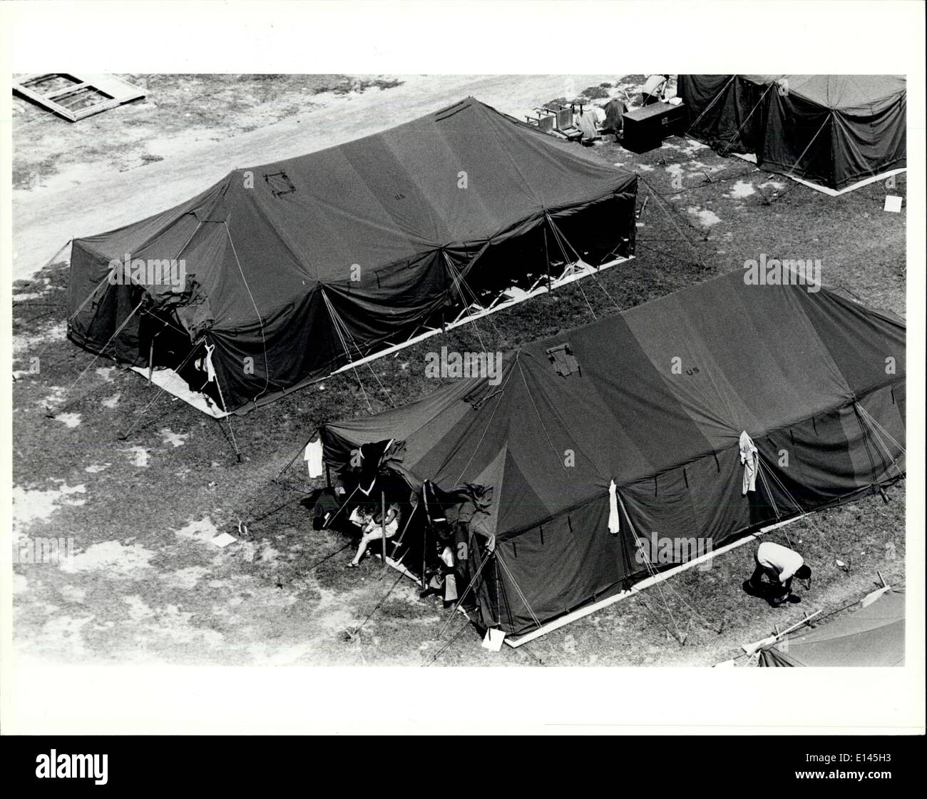 Avril 04, 2012 - Tent City, le parc des expositions à Fort Walton Beach en Floride. Le centre de traitement pour les réfugiés cubains envoyés à partir de Banque D'Images