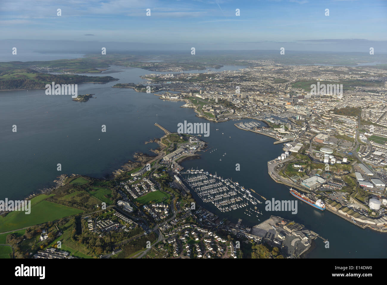 Photographie aérienne du port de Plymouth Banque D'Images