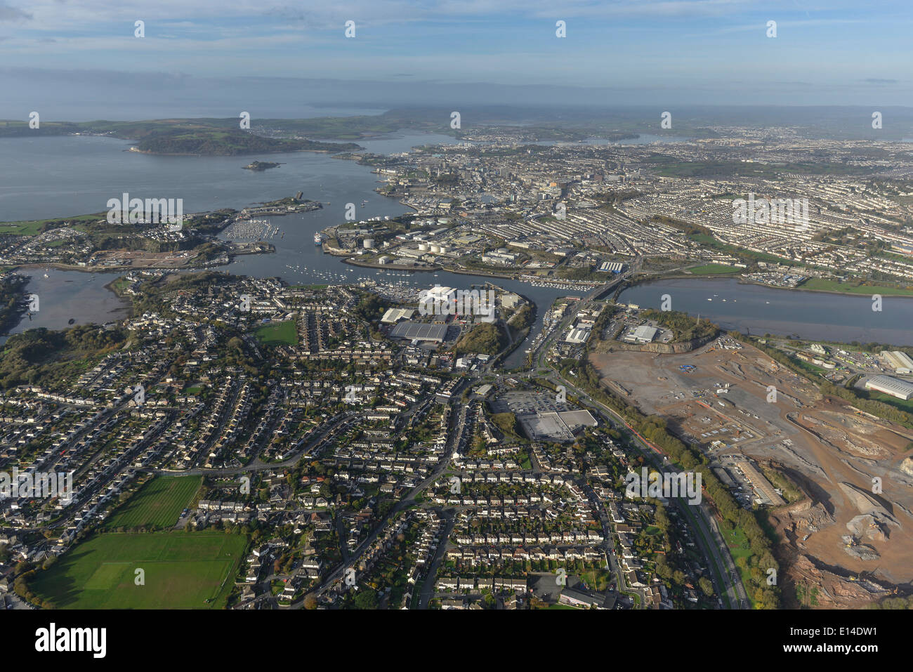 Photographie aérienne du port de Plymouth Banque D'Images