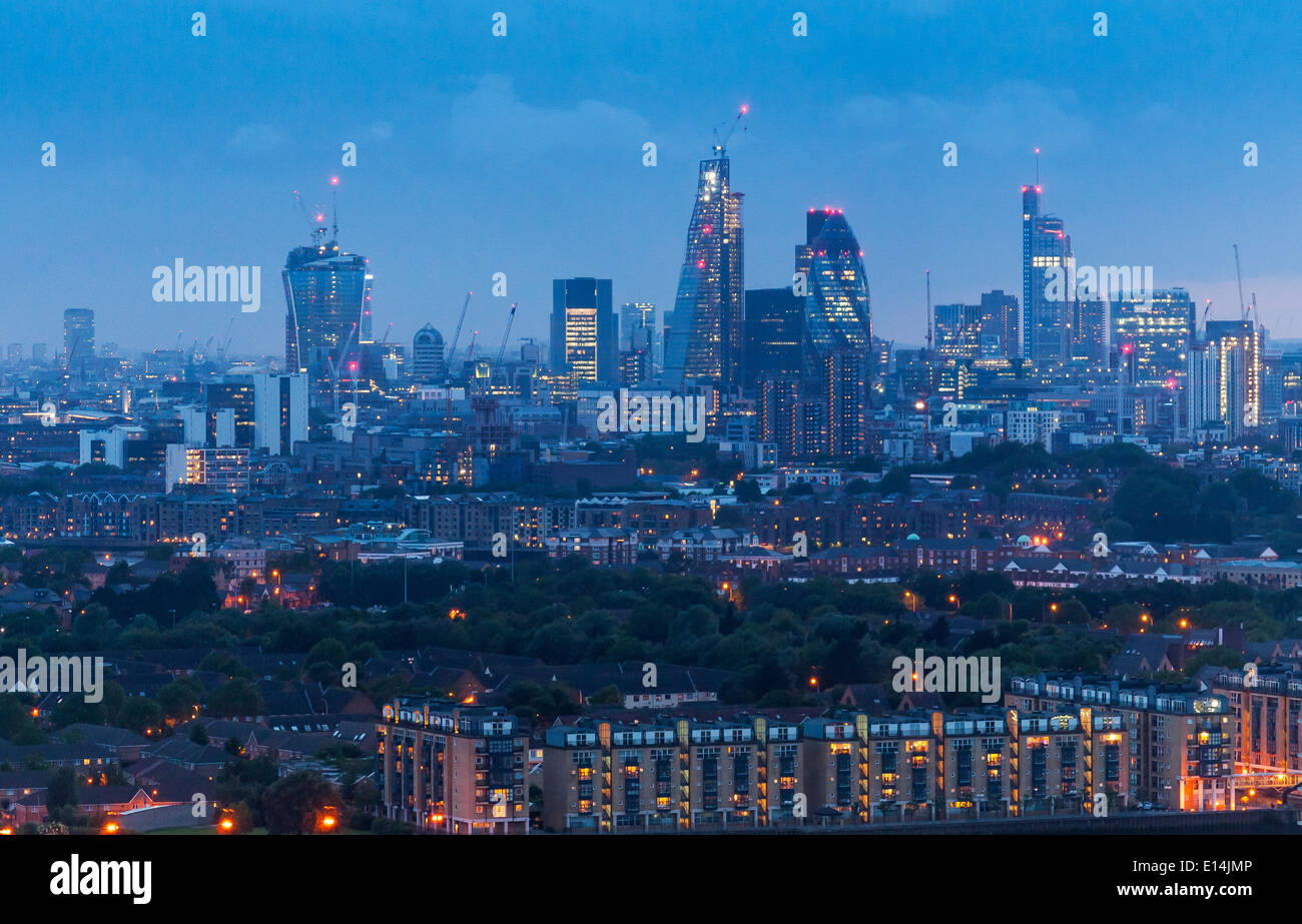 Les toits de ville de Londres vu de Isle of Dogs, England, UK Banque D'Images