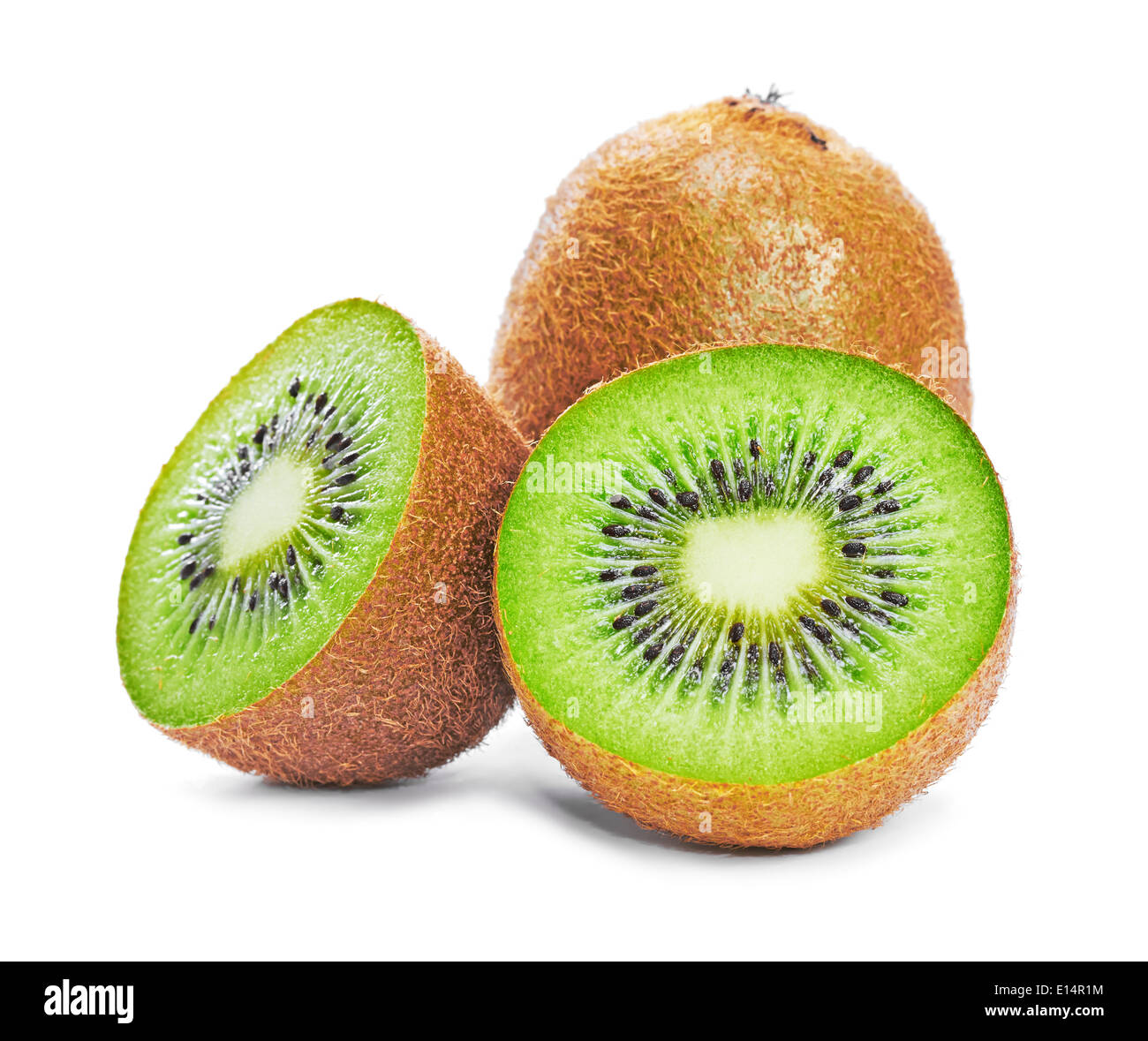 Les kiwis isolé sur fond blanc, macro Banque D'Images