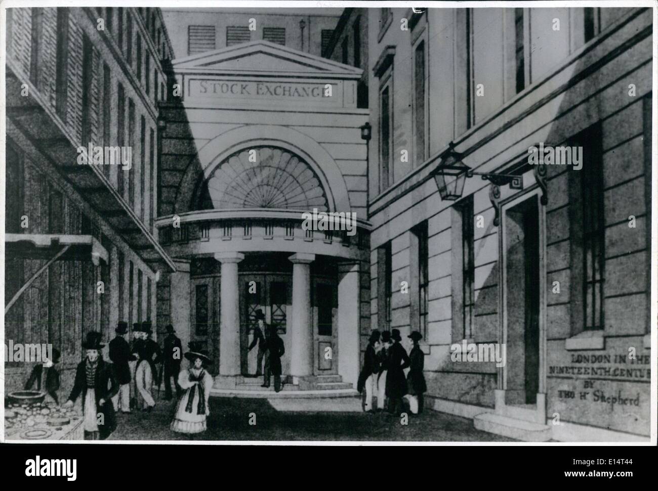 Avril 18, 2012 - L'Illustre Stock Exchange. OPS :- c'est la façon dont il a été en 1801, lorsqu'ils ont ouvert l'édifice que nous connaissons maintenant. Banque D'Images