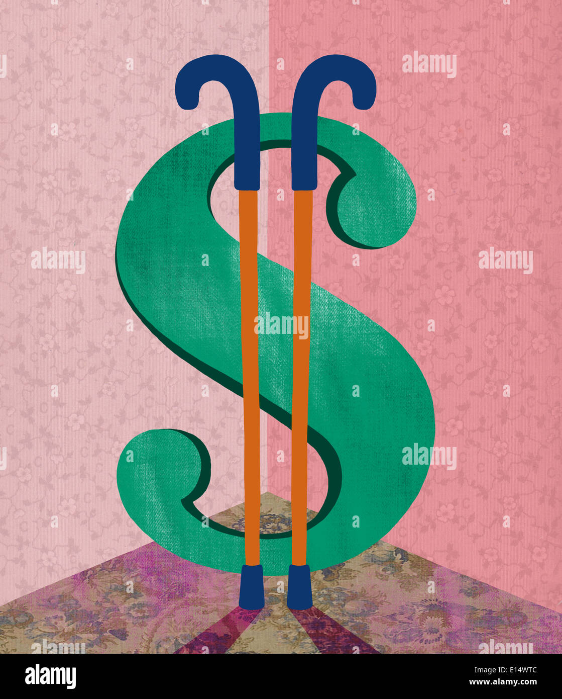 Illustration de S avec les cannes ce qui représente des économies Banque D'Images
