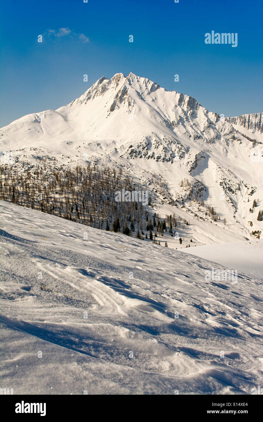 Mondscheinspitze montagne en hiver, Karwendel, Tyrol, Autriche Banque D'Images