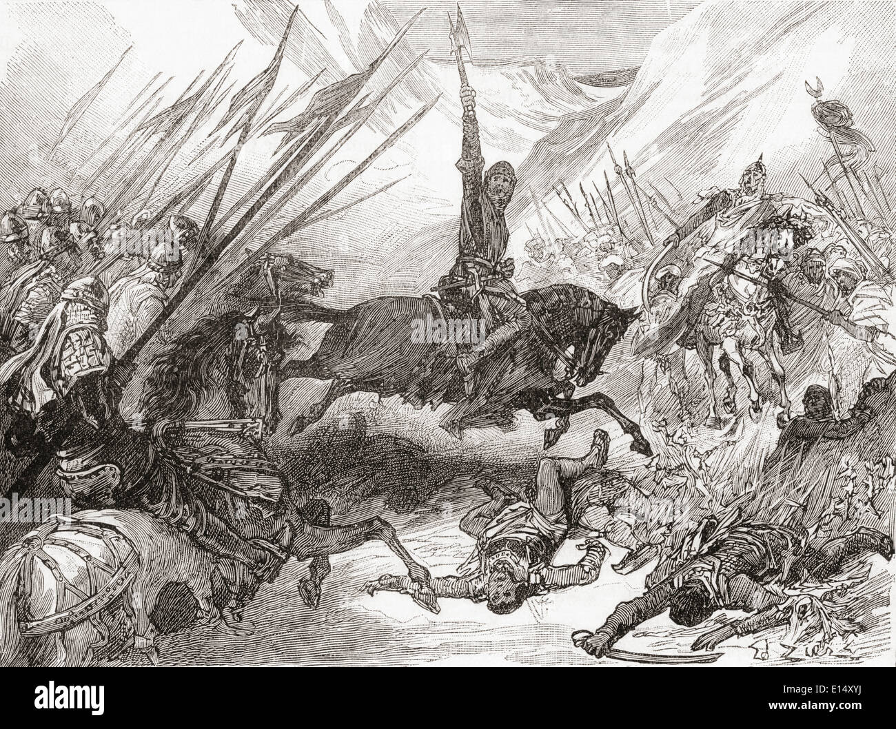 Richard Ier à la bataille d'Azot, maintenant appelé Ashdod, en 1191 lors de la Troisième Croisade. Banque D'Images