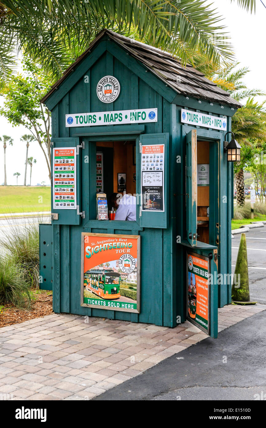 Informations touristiques et réservation kiosque à St Augustine FL Banque D'Images