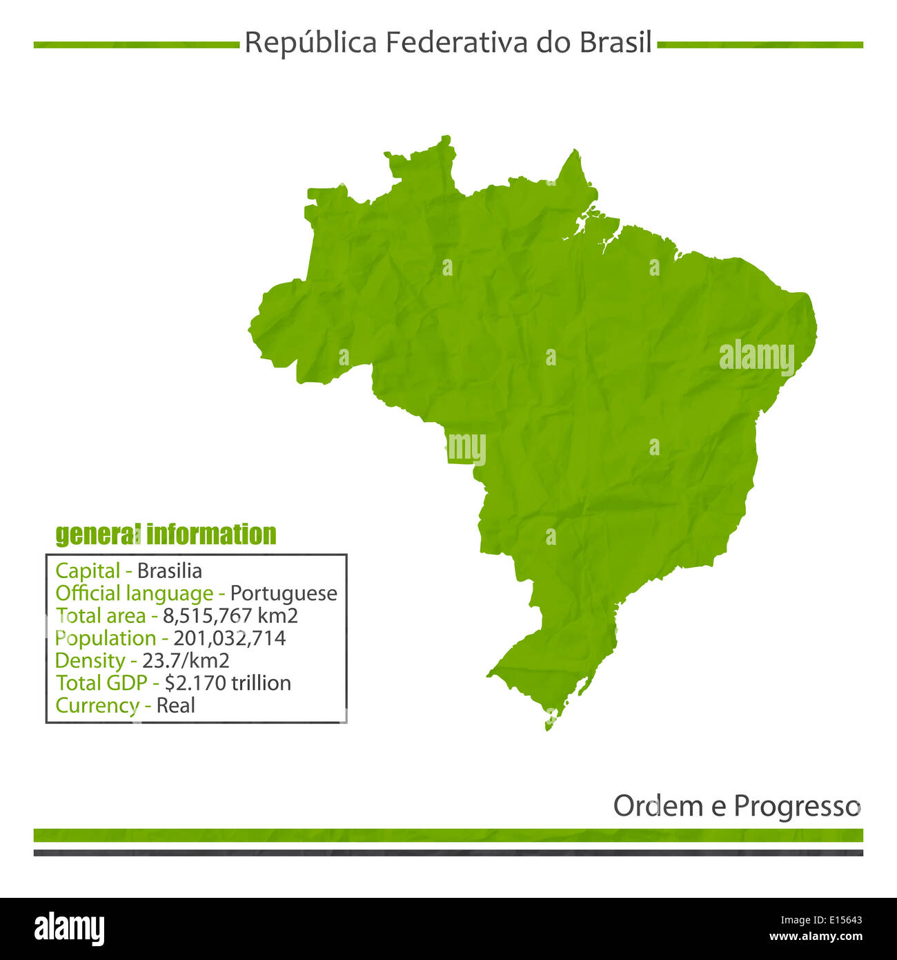 Carte Brésil isolés et informations générales Banque D'Images