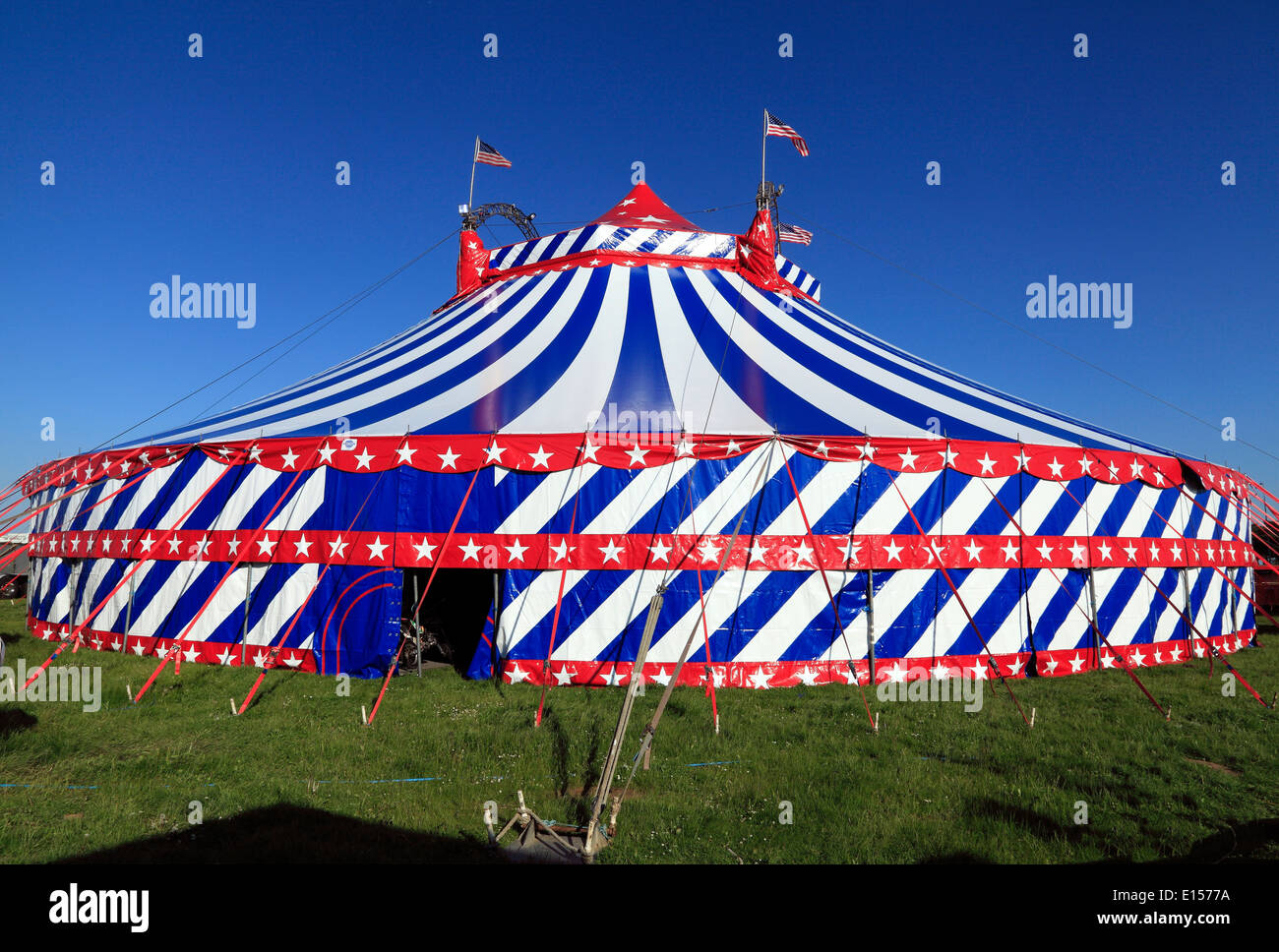 Oncle Sam's American Circus, UK Voyager Voyager Cirque, chapiteau tente, Norfolk, Angleterre Banque D'Images