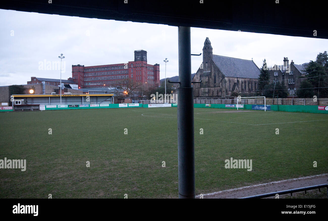 Le Club de Football de la ville de Belper's Meadow stadium Christchurch, Belper, Derbyshire. Banque D'Images