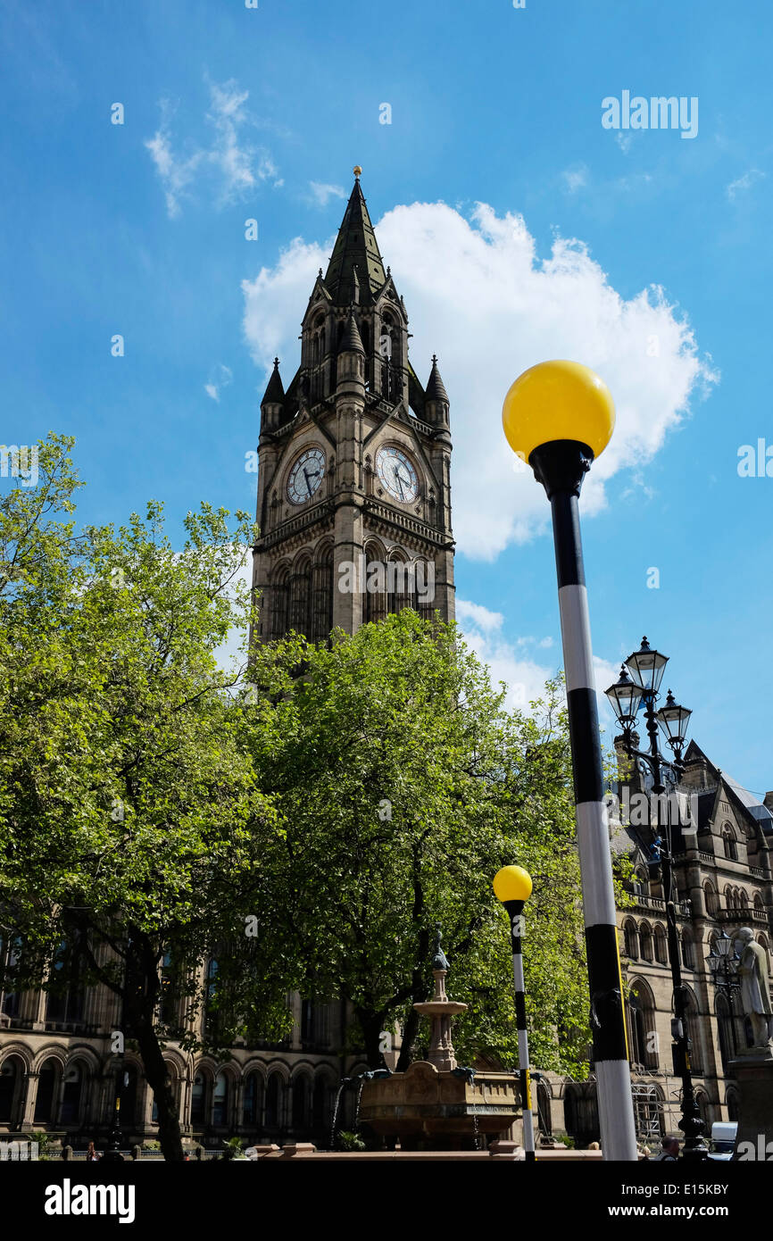 Tour de l'horloge de l'hôtel de ville de Manchester UK Banque D'Images