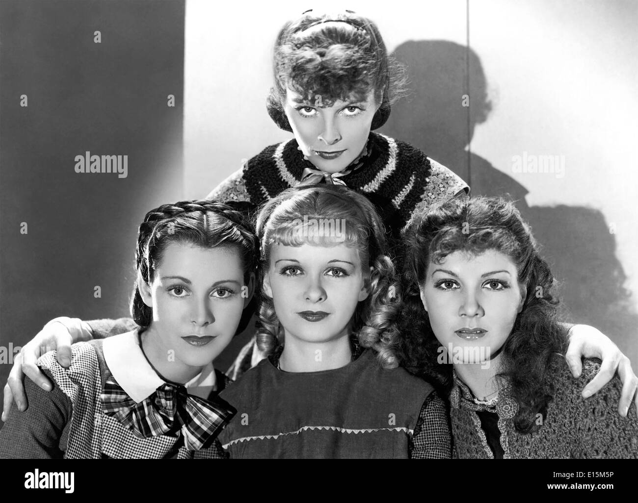 Peu de femmes 1933 RKO Radio Pictures film avec Katherine Hepburn en haut. De gauche à droite : Frances Dee, Joan Bennett, Jean Parker Banque D'Images