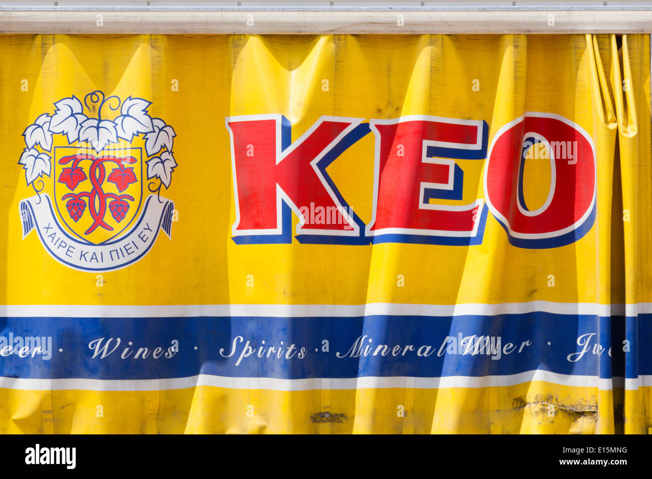 'Rideau' Keo bière côté camion de livraison. Banque D'Images