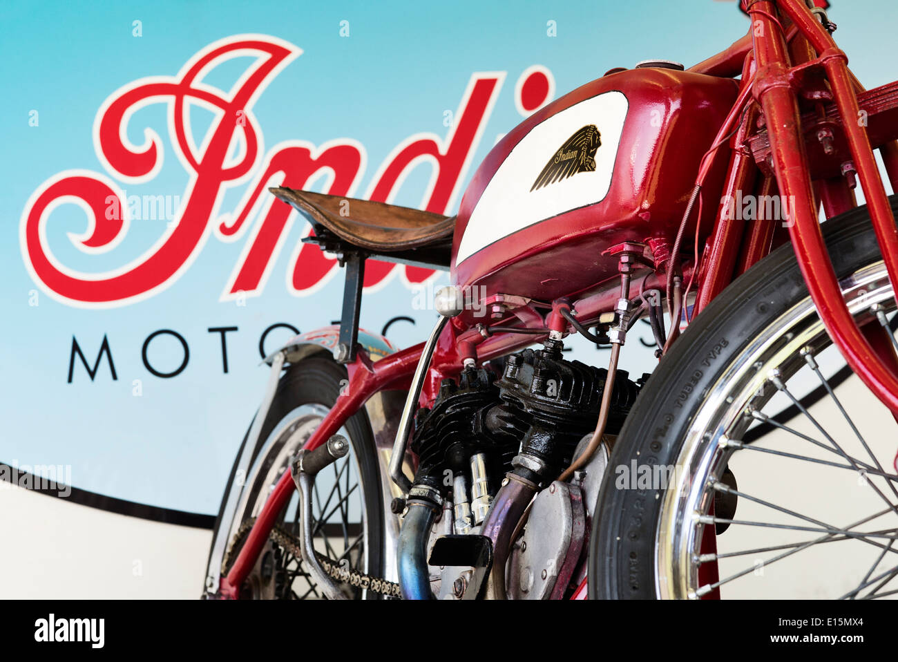 Indian Motorcycle vintage. Classic Moto américain. Bike utilisé sur le mur de la mort montrer Banque D'Images