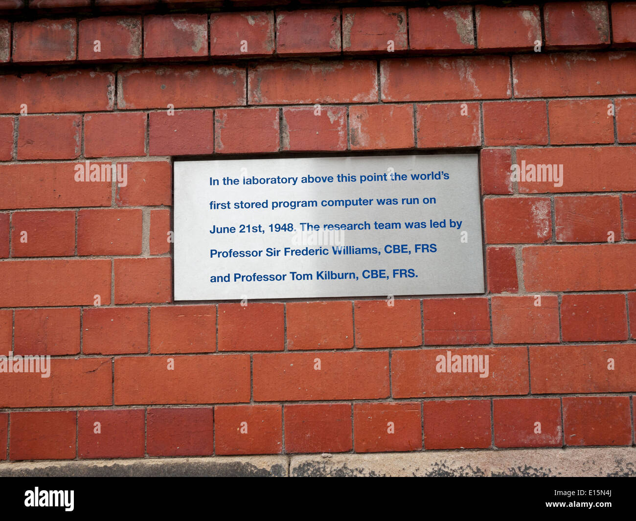 Laboratoire où l'hôtel est le premier ordinateur à programme enregistré a été exécuté le 21 juin 1948. Banque D'Images