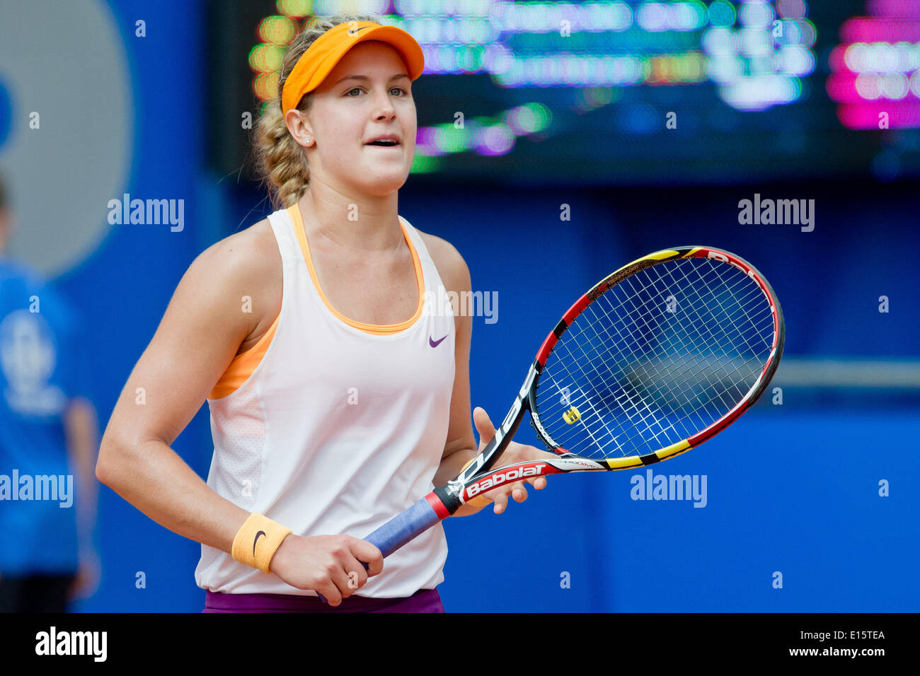 Nuremberg, Allemagne. 23 mai, 2014. L'Eugénie Bouchard en action contre l'Italie pendant la Knapp demi-finale à la WTA Tour à Nuremberg, Allemagne, 23 mai 2014. Photo : DANIEL KARMANN/dpa/Alamy Live News Banque D'Images