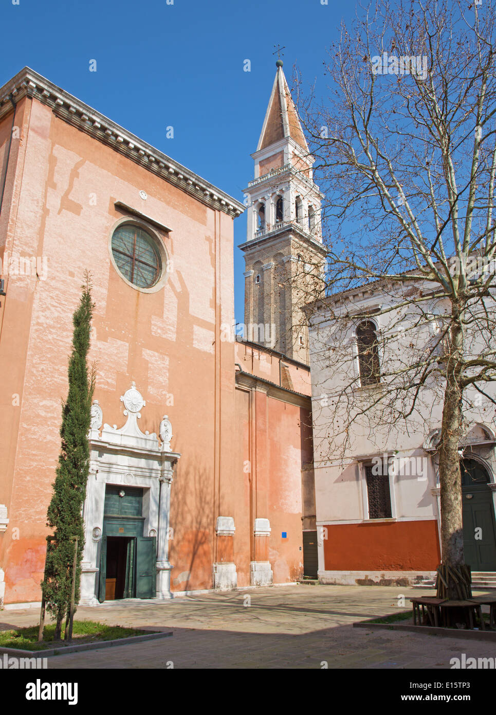 Venise - portail sud de l'église San Francesco della Vigna Banque D'Images