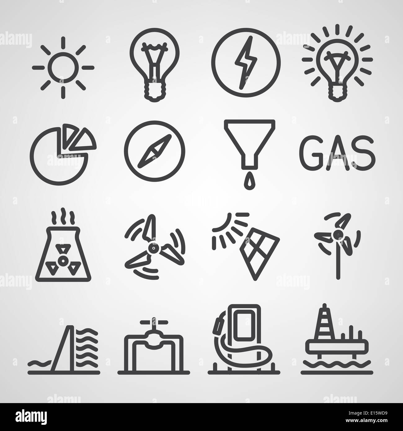 Icon Set de l'énergie et des ressources Banque D'Images