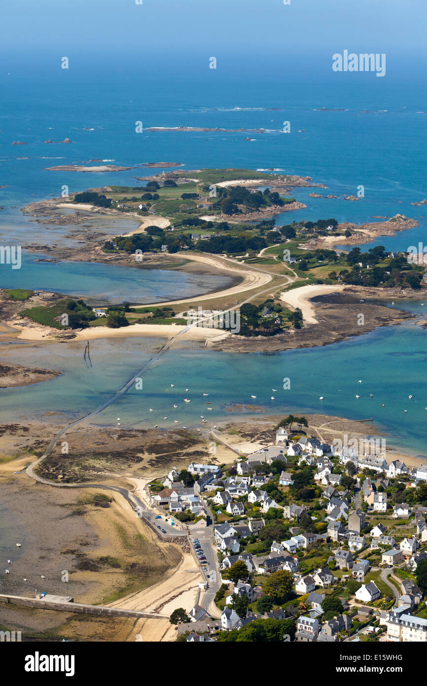 Carantec (Finistère) Vue aérienne de 'île Callot' island Banque D'Images