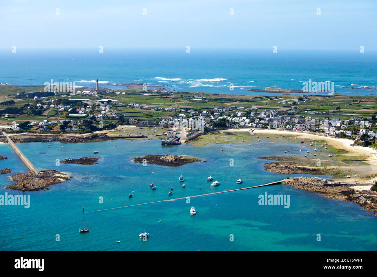 L'île de Ile de Batz (Finistère) Vue aérienne Banque D'Images