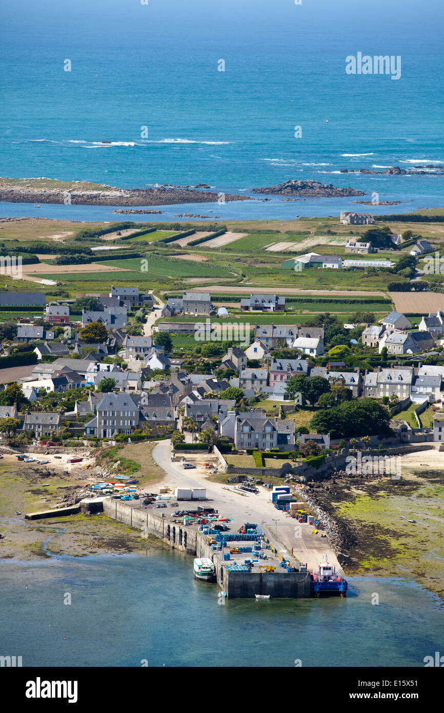 L'île de Ile de Batz (Finistère) Vue aérienne Banque D'Images