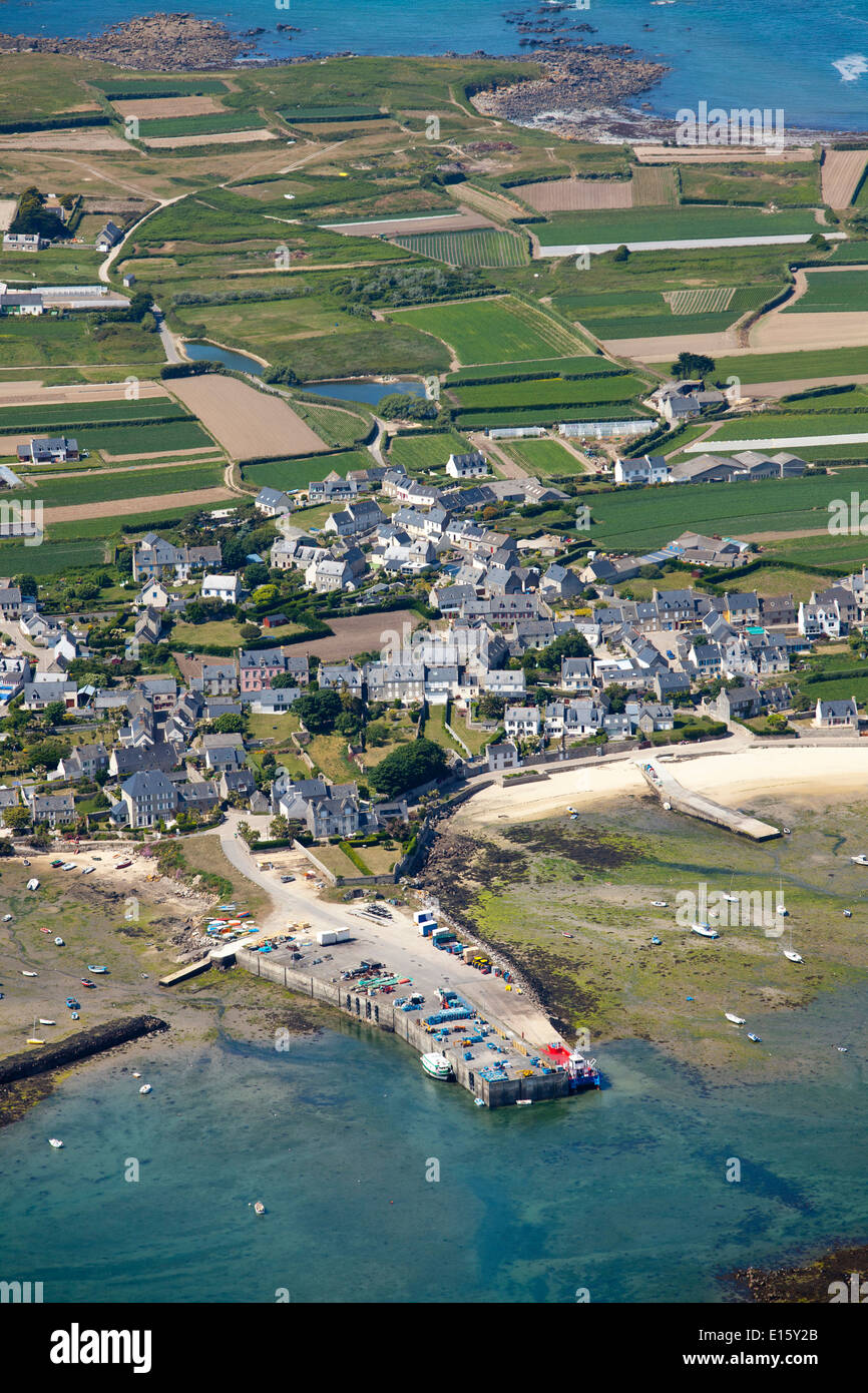 L'île de Ile de Batz (Finistère) Vue aérienne Banque D'Images