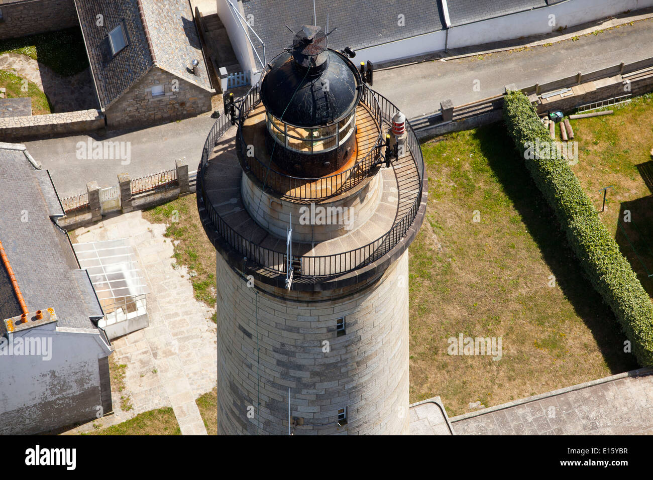 L'île de Ile de Batz (Finistère) Vue aérienne du phare Banque D'Images
