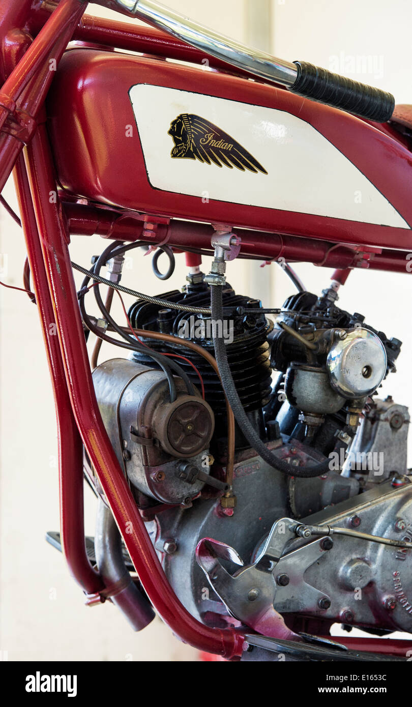 Indian Motorcycle vintage. Classic Moto américain. Bike utilisé sur le mur de la mort montrer Banque D'Images