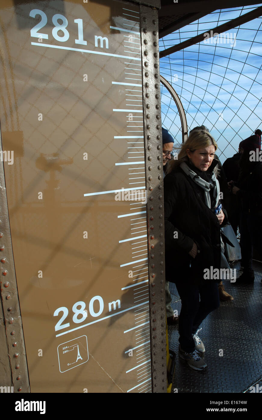 Tableau de hauteur, Eiffel, Tour, Paris, France. Banque D'Images
