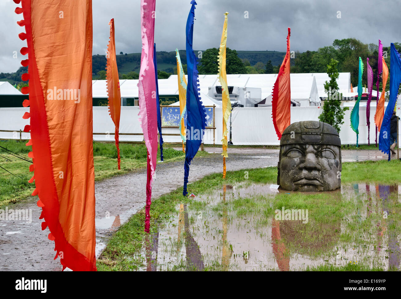 Une journée au festival de littérature de Hay 2014 - La statue est un cadeau de la ville de Veracruz au Mexique Banque D'Images