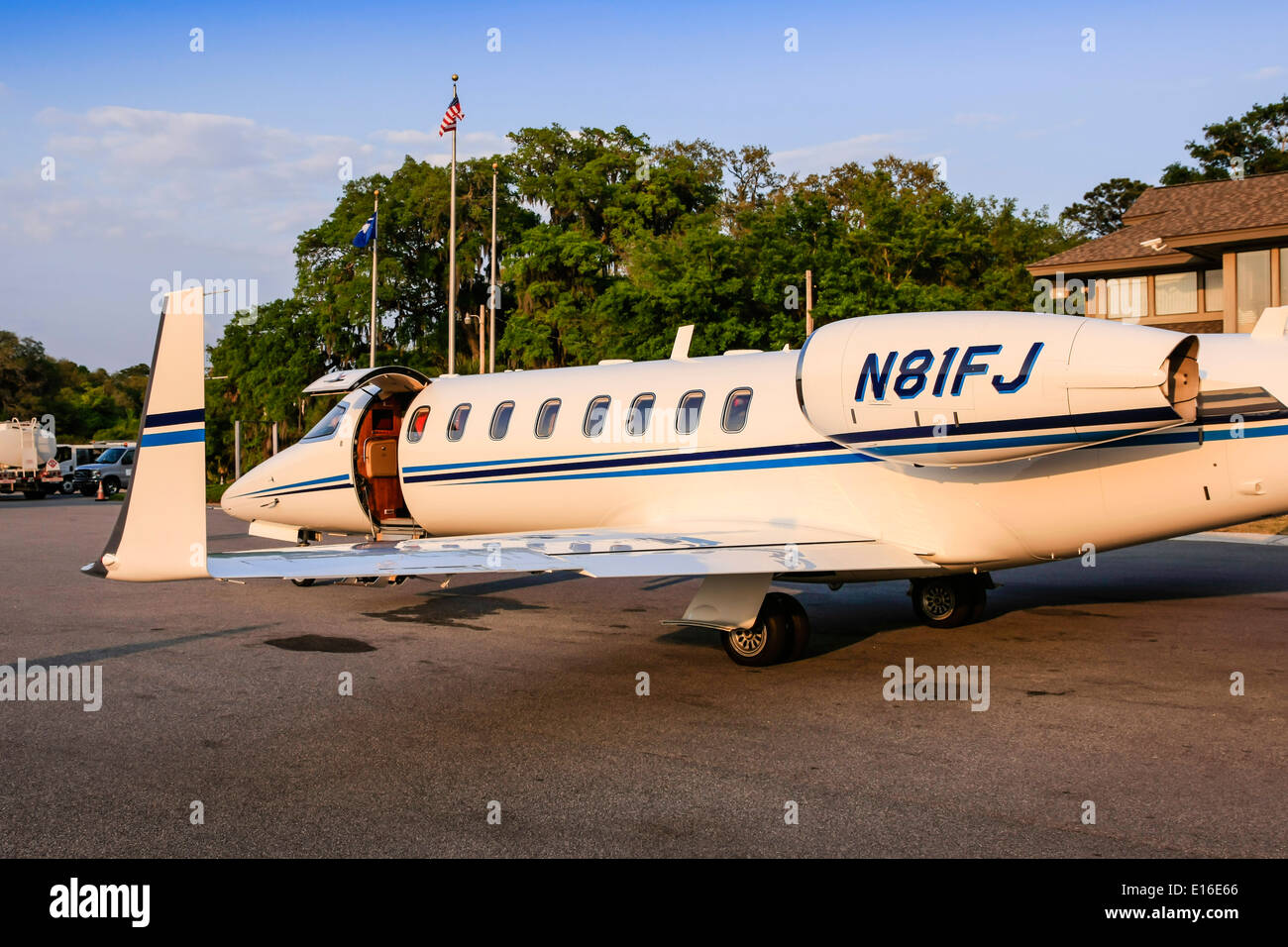 De luxe privé d'avion à réaction à l'aéroport de Hilton Head SC Banque D'Images