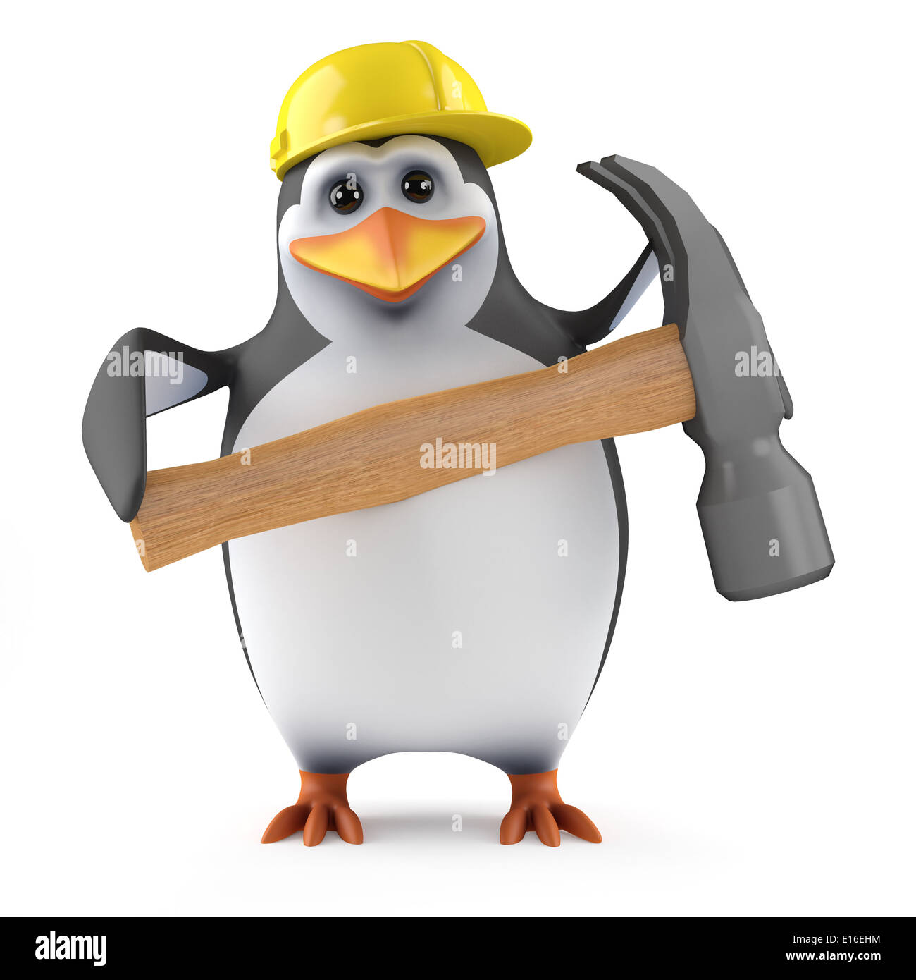 Penguin builder 3d avec un gros marteau Banque D'Images