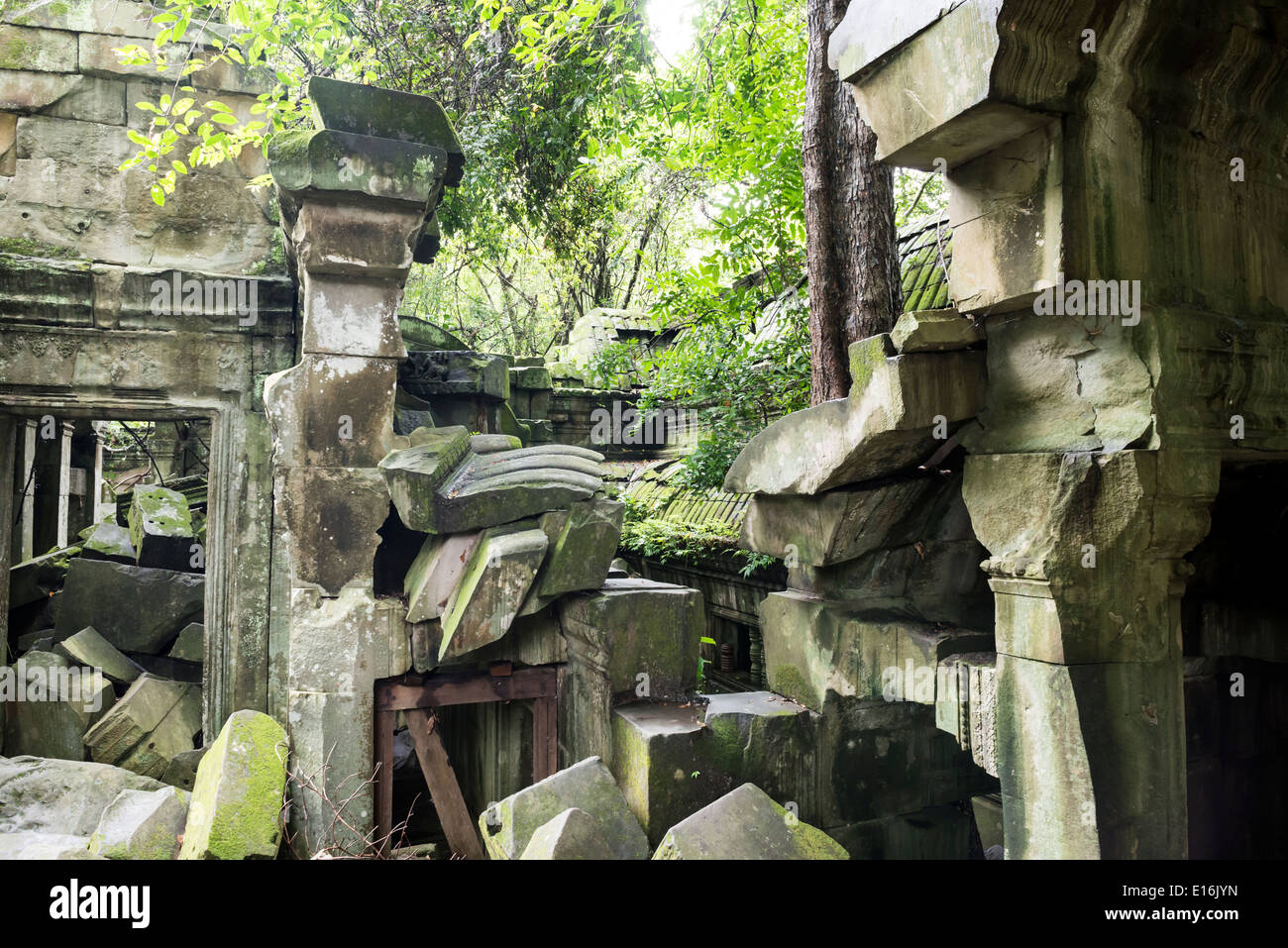 Ruines du temple de Beng Mealea zone d'Angkor, Siem Reap, Cambodge Banque D'Images