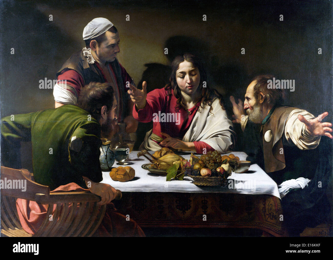 Le souper à Emmaüs du Caravage, 1601 Banque D'Images