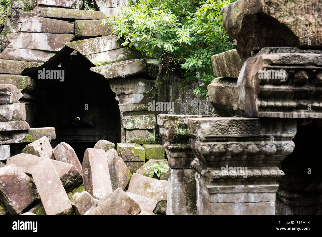 Ruines du temple de Beng Mealea zone d'Angkor, Siem Reap, Cambodge Banque D'Images